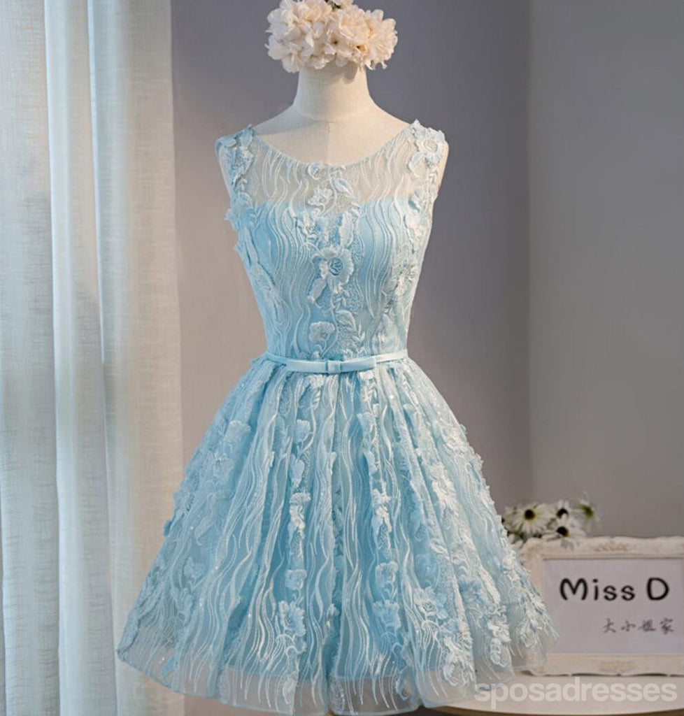 Tiffany Blue Open arrière Lacet Robes de Bal d'étudiants de Retour au foyer Mignonnes, Robes de Bal d'étudiants du Parti Courtes Abordables, Robes de Retour au foyer Parfaites, CM313