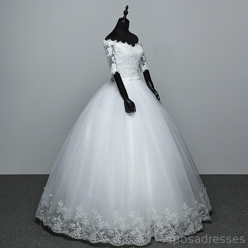 Off Shoulder Long Sleeves Ball Gown Cheap Wedding Dresses Online, Cheap Bridal Dresses, WD497