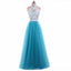 Turquoise Tulle Lace A line Evening Prom Dresses, Popular Unique Party Prom Dress, Custom Long Prom Dresses, Cheap Formal Prom Dresses, 17175