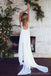 Spahgetti Straps V Neck Side Slit Simple Beach Wedding Dresses, WD327