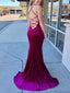 Sexy Hot Pink V Neck Mermaid Long Evening Prom Dresses, 17522