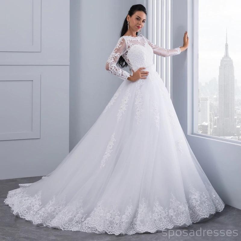 Mangas compridas Destacável de Renda Baratos Vestidos de Casamento On-line, Baratos Vestidos de Noiva, WD498