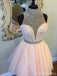 Cuello alto See Through Rhinestone Cute Pink Vestidos de regreso a casa 2018, CM496