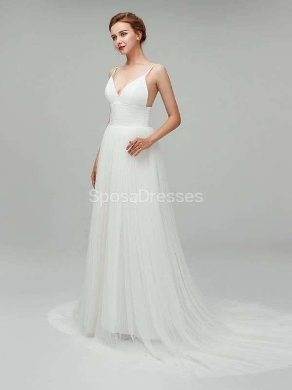 Simple Spaghetti Straps Cheap Wedding Dresses Online, Cheap Bridal Dresses, WD555