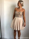 Champagne Sweetheart Lace Beaded Short Cheap Homecoming Dresses Online, CM581