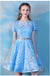 Manches courtes Blue Lace Cheap Homecoming Robes en ligne, Robes de bal court bon marché, CM777