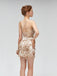 Gold Lace Sparkly Halter Billig Homecoming Dresses Online, Günstig Short Prom Dresses, CM815