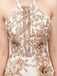 Gold Lace Sparkly Halter Billig Homecoming Dresses Online, Günstig Short Prom Dresses, CM815