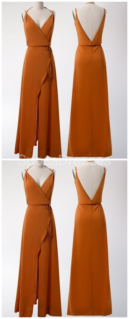 Burnt Orange Cheap Long Simple Bridesmaid Dresses Online, Cheap Dresses,WG721