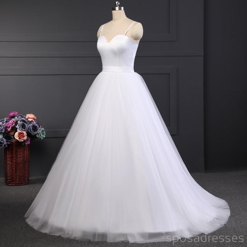 Spaghetti Straps White Cheap Wedding Dresses Online, Cheap Bridal Dresses, WD500