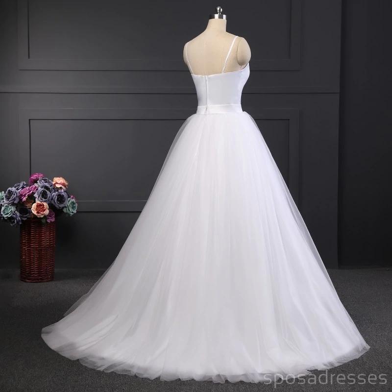 Spaghetti Straps White Cheap Wedding Dresses Online, Cheap Bridal Dresses, WD500