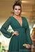 V Back Long Sleeves Green Chiffon Cheap Bridesmaid Dresses Online, WG760