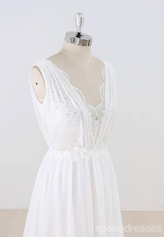 Élégant V Neck Cheap Beach Wedding Dresses Online, WD374