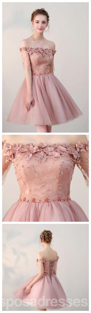 Dusty Rose Hors de l'Épaule manches Courtes pas Cher Robes de bal 2018, CM546