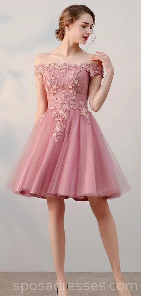 Off Shoulder Dusty Pink Cheap Homecoming Dresses Online, Cheap Short Prom Dresses, CM742