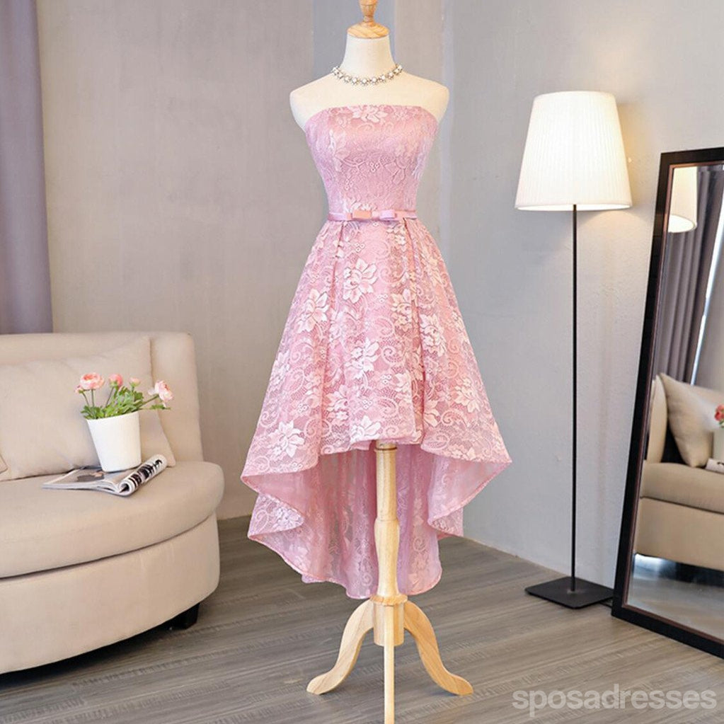 Bustier en Dentelle Haut Bas Rose Homecoming Robes de Bal Abordables Partie Courte de Bal Sweet 16 Robes, Parfait Homecoming Robes de Cocktail, CM329