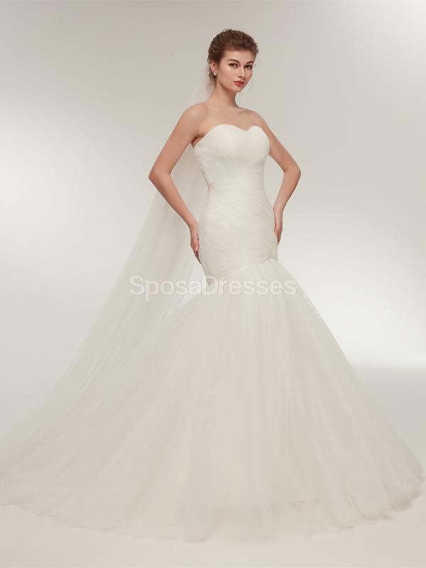 Sweetheart Tulle Mermaid Simple Cheap Wedding Dresses Online, Cheap Bridal Dresses, WD567