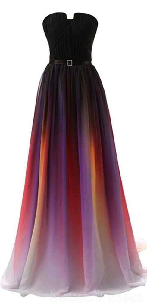 Einfacher trägerloser Chiffon Abendhigh-School-Ballkleider von Ombre Long, kundenspezifische preiswerte süße 16 Kleider, 18395