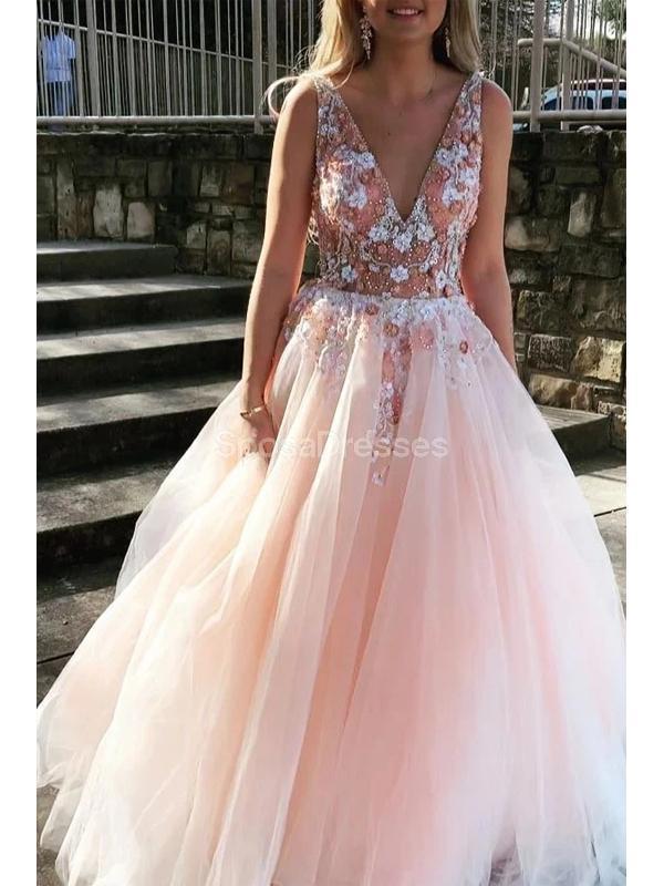 Sexy Backless Pink Lace Beaded Evening Prom Dresses, Evening Party Prom Dresses, 12289