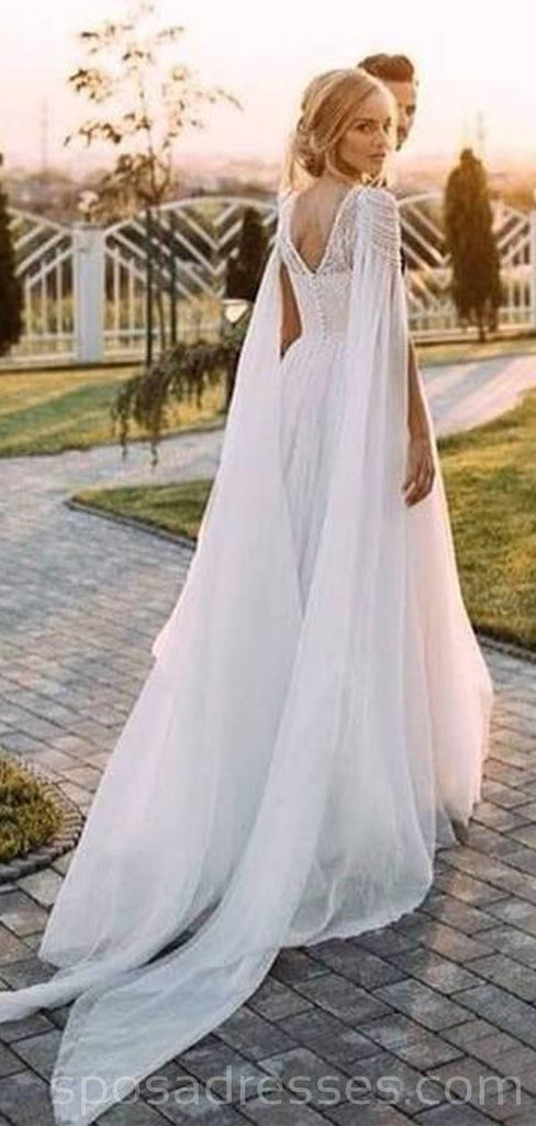 Unique Design beaded Beach Long Wedding Dresses Online, Cheap Bridal Dresses, WD529