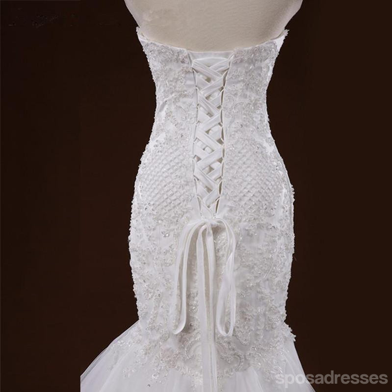 Decote Mermaid Lace Cauda Longa de Casamento de Luxo Vestidos de Noiva sob medida Vestidos de Noiva, Casamento Acessível Vestidos de Noiva, WD246