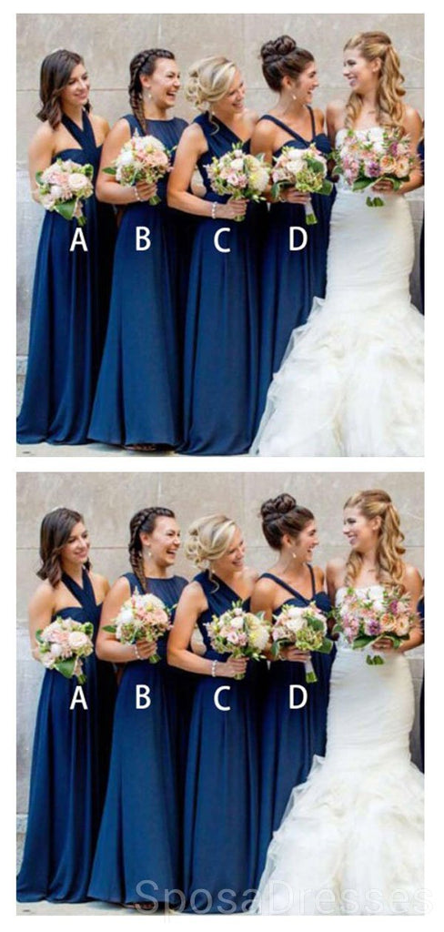 Desmatamento da Marinha Blue Cheap Long Cheap Bridesmaid Online, WG626