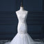 Lace Scoop Neckline Long Tull Tail Mermaid Wedding Bridal Dresses, Cheap Custom Made Wedding Bridal Dresses, WD280