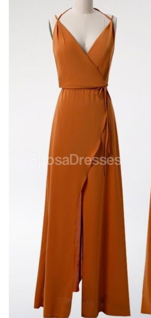 Burnt Orange Cheap Long Simple Bridesmaid Dresses Online, Cheap Dresses,WG721