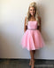 Strapless Beaded Tulle Pink Short Homecoming Dresses 2018, CM507