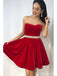 Colher pérolas simples vermelho cinto frisado baratos vestidos curtos de regresso a casa on-line, CM593