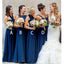 Mismatched Navy Blue Cheap Long Cheap Bridesmaid Dresses Online, WG626