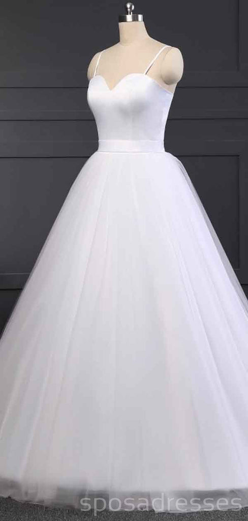 Spaghetti Straps White Cheap Wedding Dresses Online, Cheap Bridal Dresses, WD500