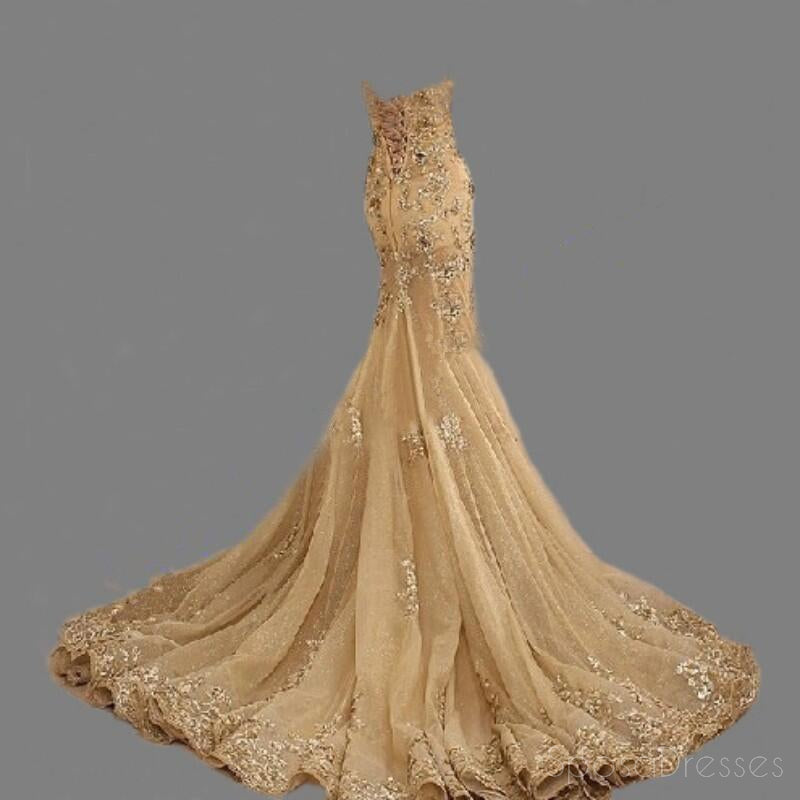 Querida Sexy Ouro Laço Frisado Sereia Longa Noite Vestidos de Baile Popular Barato a Longo 2018 Festa Vestidos de Baile, 17238