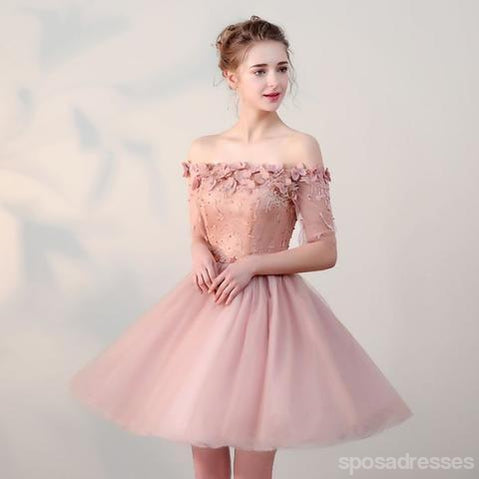 Dusty Rose Hors de l'Épaule manches Courtes pas Cher Robes de bal 2018, CM546