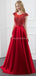 Cap Sleeves Red Beaded Long Evening Prom Dresses, Evening Party Prom Dresses, 12291