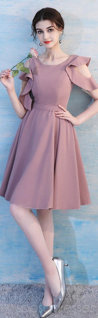 Dusty Pink Short Mismatched Simple Cheap Bridesmaid Dresses Online, WG510