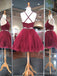 Robes de bal courtes en dentelle bordeaux sexy en dentelle pas cher en ligne, CM595