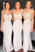 V Neck Mermaid Ivory Long Cheap Bridesmaid Dresses Online, WG259