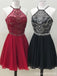 Preto Chiffon Halter frisado barato Homecoming vestidos curtos on-line, CM598