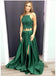 Sexy dos piezas verde esmeralda hendidura lateral encaje blusa larga noche vestidos de baile, Popular barato largo personalizado fiesta vestidos de baile, 17319