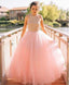 Blush Pink Tulle Una línea Evening Prom Dresses, Beaded Long Party Prom Dress, Custom Long Prom Dress, Cheap Party Prom Dress, Formal Prom Dress, 17030