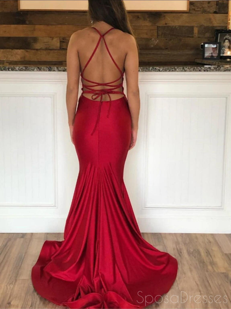 Simple Sexy Mermaid Dark Red Cheap Long Evening Prom Dresses, Evening Party Prom Dresses, 12191