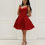 Sexy See through Cap Sleeve Short Cheap Red Homecoming Dresses 2018, CM519