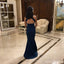 Navy Blue Mermaid Halter Side Slit Cheap Long Bridesmaid Dresses,WG1561