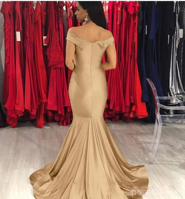 Champagne Gold Off Shoulder Sereia Sexy Vestidos baratos de dama de honra online, WG568