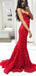 Sexy Red Lace Mermaid Long Evening Prom Dresses, Cheap Custom Sweet 16 vestidos, 18501