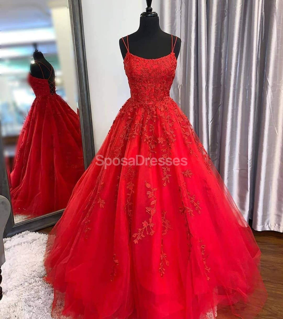 Spaghetti Straps Red A-line Cheap Evening Prom Dresses, Evening Party Prom Dresses, 12180