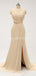 V Neck Side Slit Ruffle Chiffon Cheap Bridesmaid Vestidos Online, WG586