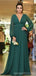 V Back Long Sleeves Green Chiffon Cheap Bridesmaid Dresses Online, WG760