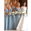 Blue Off Shoulder Chiffon Long Cheap Bridesmaid Dresses Online, WG610